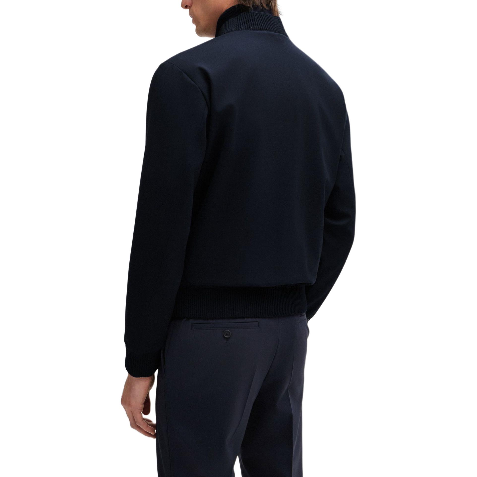 HUGO BOSS Slim-Fit Wool Blend Blouson Jacket Navy Baseball Collar  Jacket. 50521581-402 圖 4