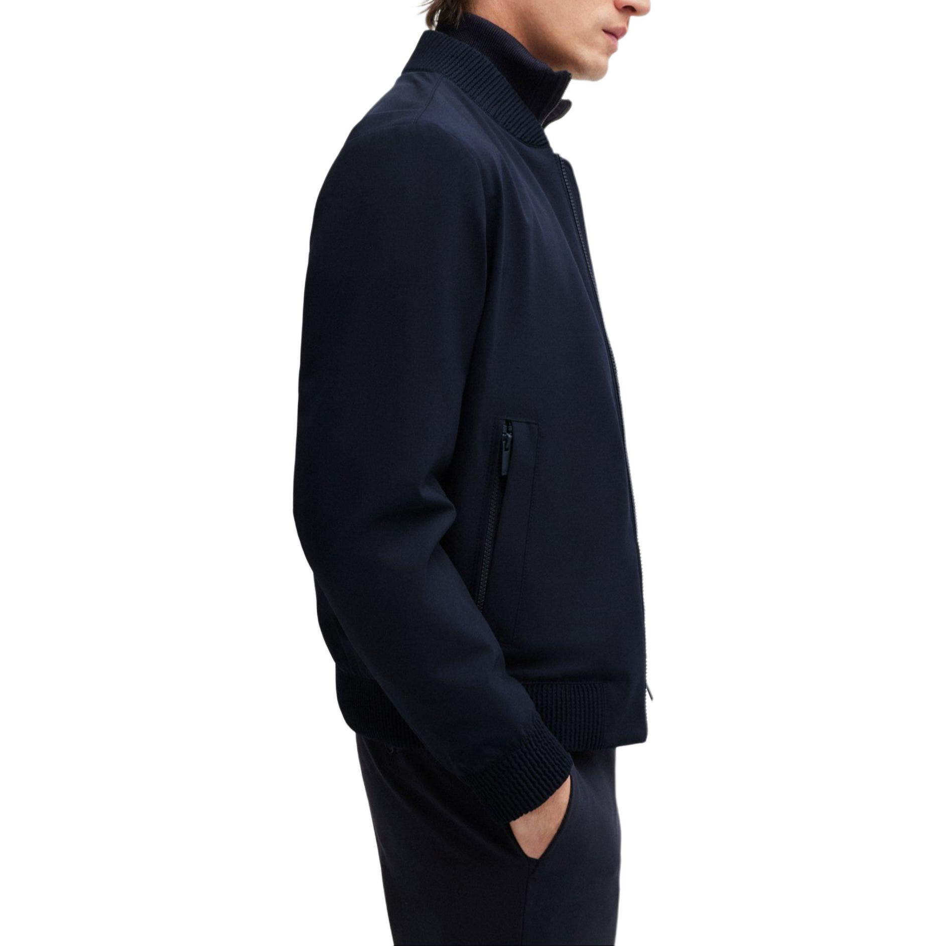 HUGO BOSS Slim-Fit Wool Blend Blouson Jacket Navy Baseball Collar  Jacket. 50521581-402 圖 5