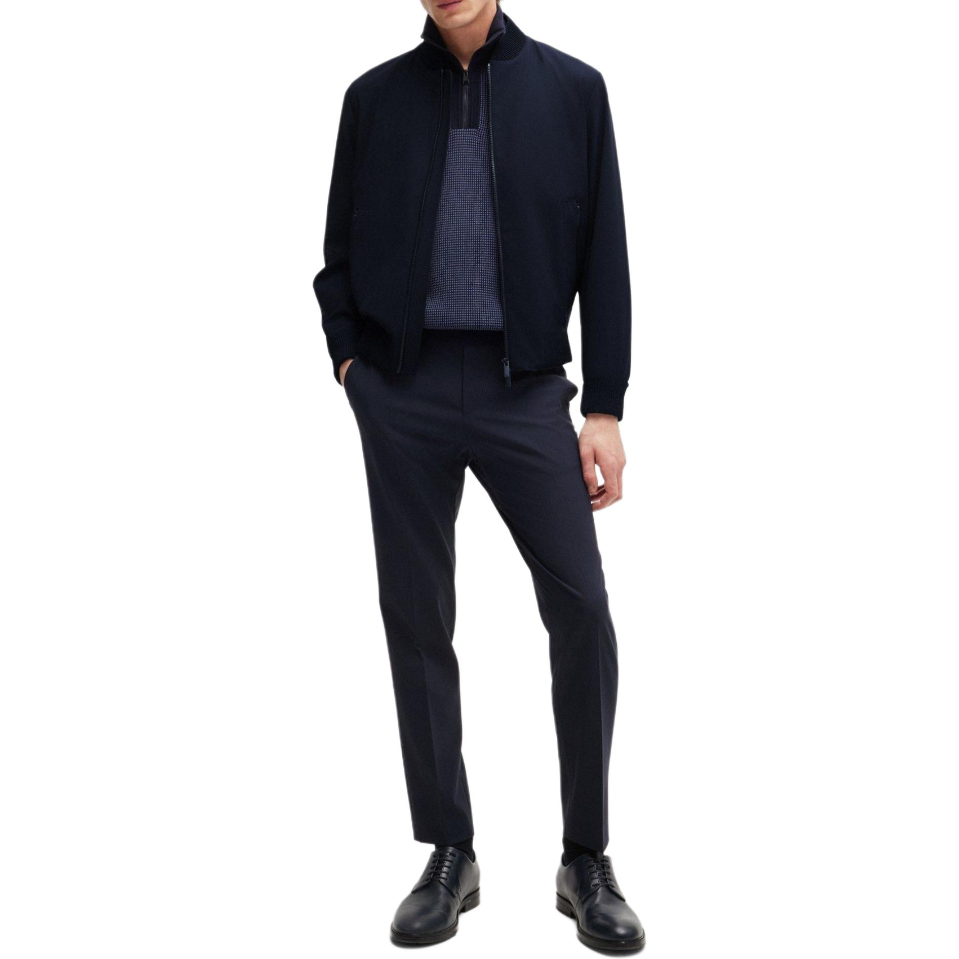 HUGO BOSS Slim-Fit Wool Blend Blouson Jacket Navy Baseball Collar  Jacket. 50521581-402 圖 6