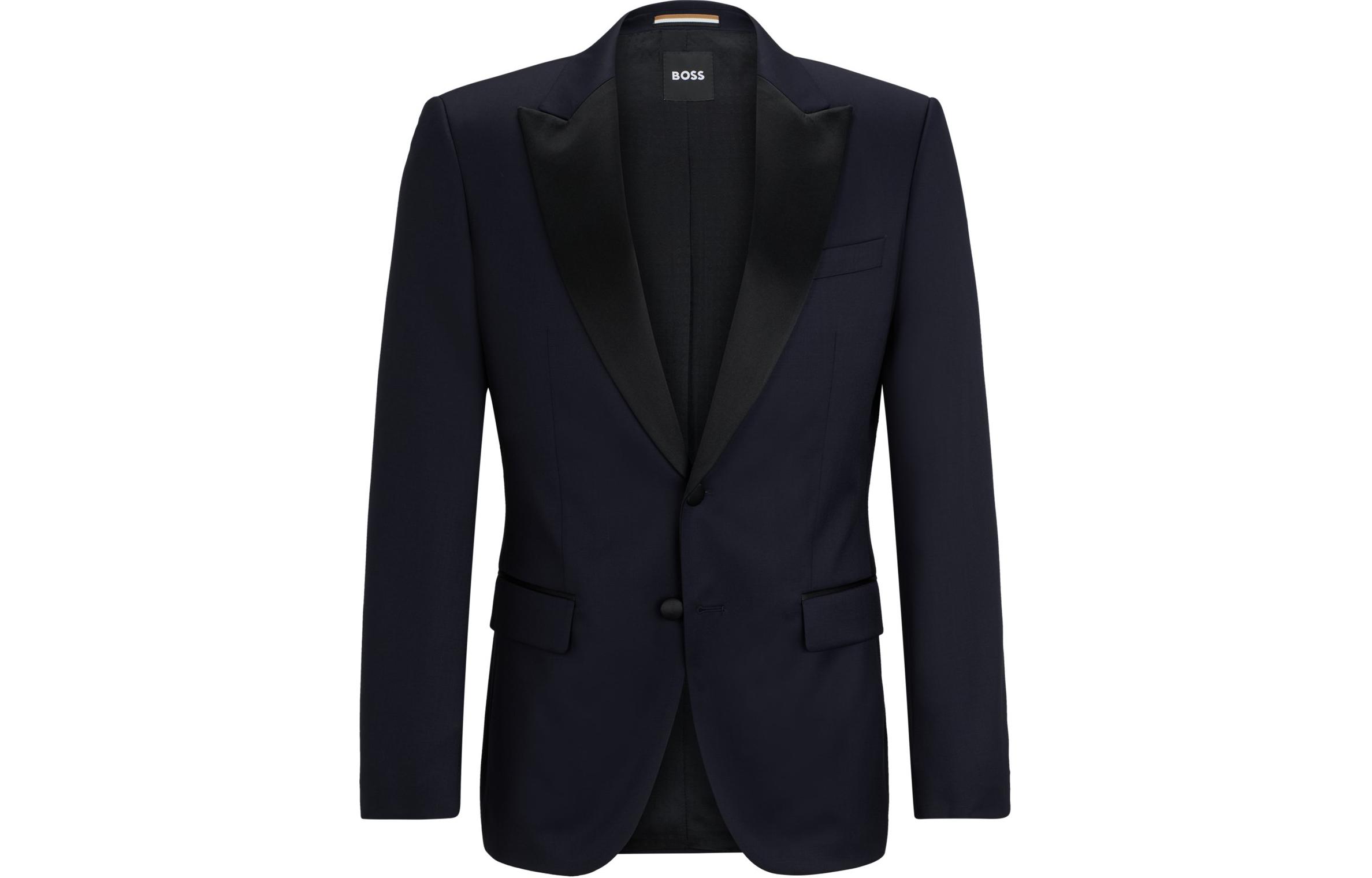 HUGO BOSS Slim-Fit Wool Serge Tuxedo Jacket - Solid Navy Blazer 50469170-401