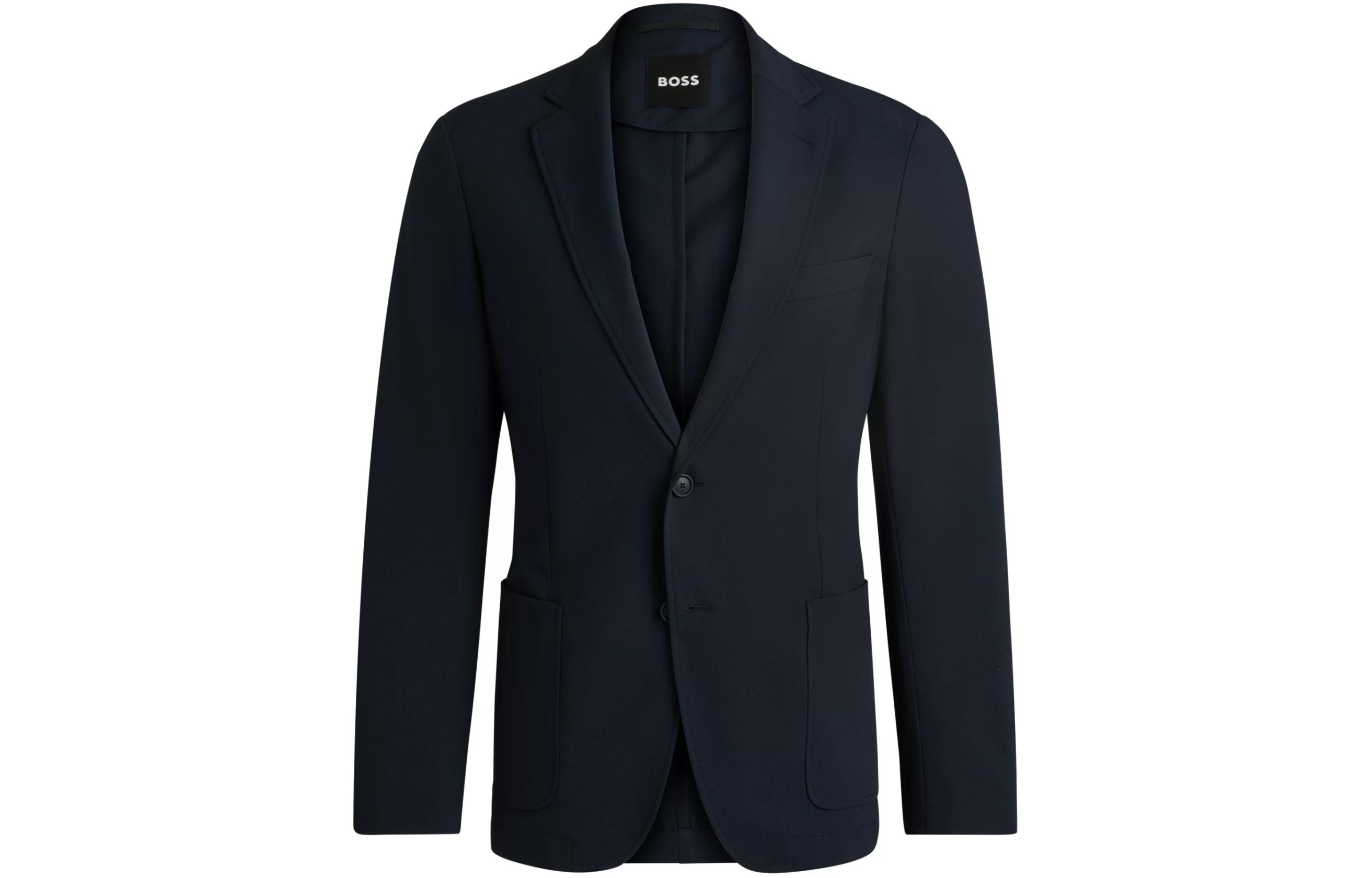 HUGO BOSS Slim-Fit Wrinkle-Resistant Jacket Dark Blue Long Sleeve 50521592-404