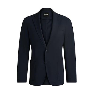 HUGO BOSS Slim-Fit Wrinkle-Resistant Jacket Dark Blue Long Sleeve 50521592-404