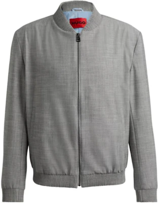 HUGO BOSS Jaket Bomber Slim Fit Zip-Up Pria Warna Abu-Abu Linen Look 50513955-081 Buy HUGO BOSS Jaket Bomber Slim Fit Zip-Up Pria Warna Abu-Abu Linen Look 50513955-081