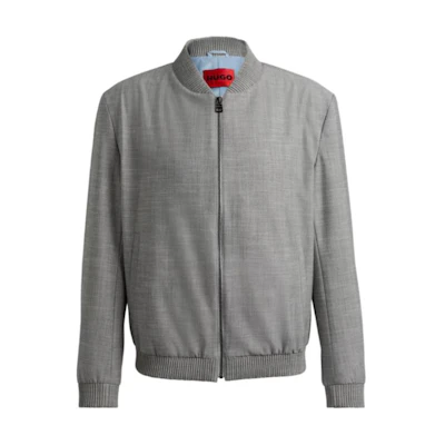HUGO BOSS Slim-Fit Zip-Up Linen-Look Bomber Jacket Men’s Gray 50513955-081