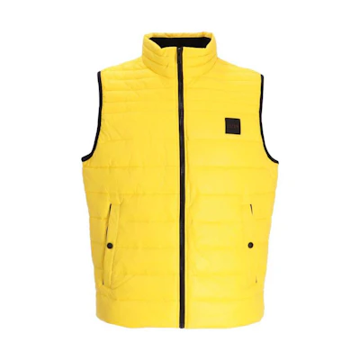 HUGO BOSS Slim Embroidered High Neck Sleeveless Puffer Vest Yellow Men 50496725-740