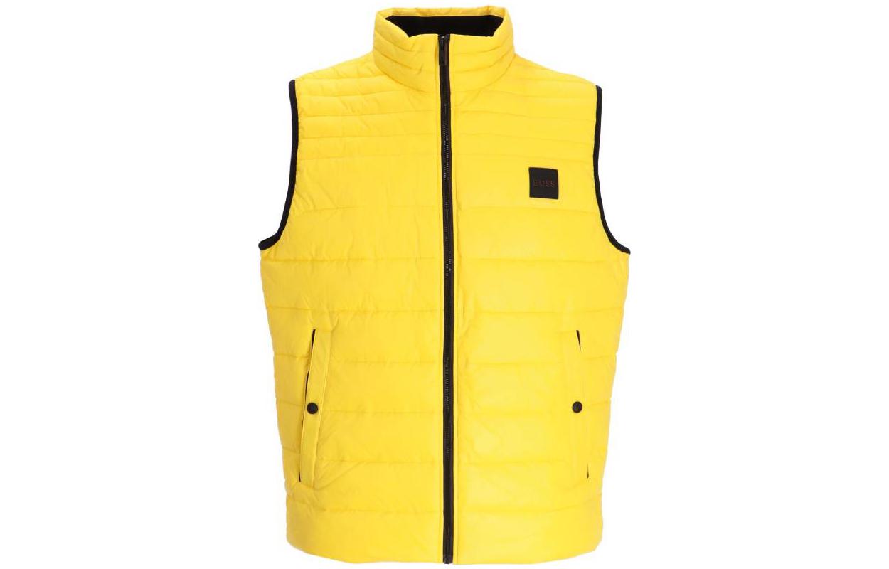 Order HUGO BOSS Slim Embroidered High Neck Sleeveless Puffer Vest Yellow Men 50496725-740