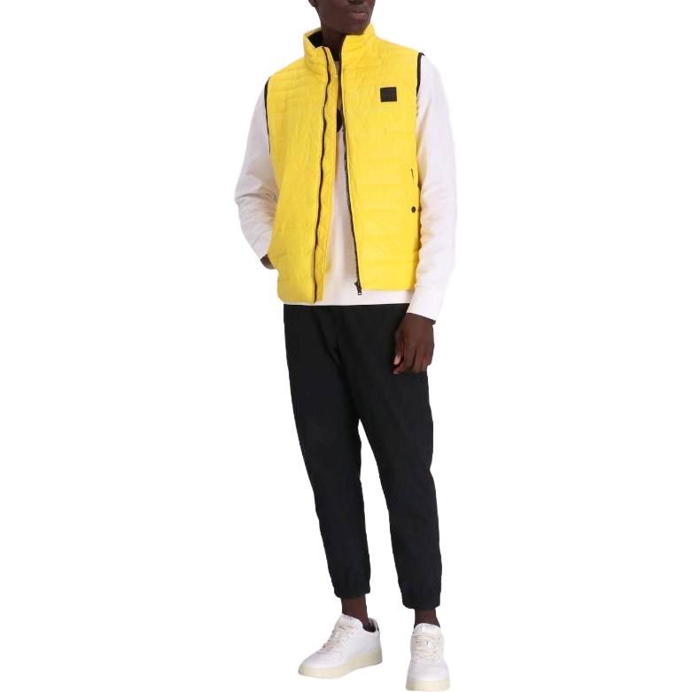 Lookbook HUGO BOSS Slim Embroidered High Neck Sleeveless Puffer Vest Yellow Men 50496725-740