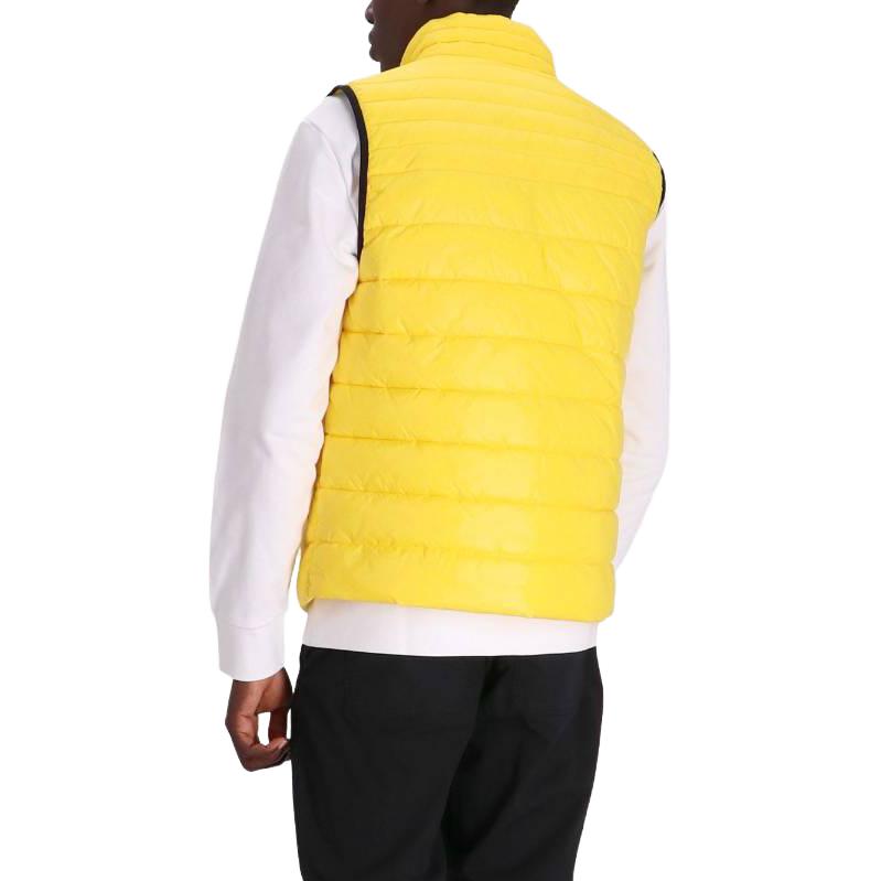 Shop HUGO BOSS Slim Embroidered High Neck Sleeveless Puffer Vest Yellow Men 50496725-740