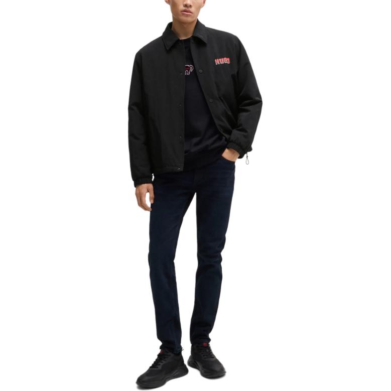 HUGO BOSS Slim Fit Black Pilot Jacket with Logo Collar for Men. 50517746-001 圖 3