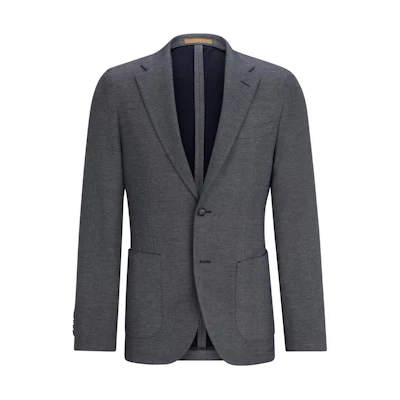 HUGO BOSS Slim Fit Cotton Cashmere Silk Blazer Grey Single-Breasted Jacket 50508394-404