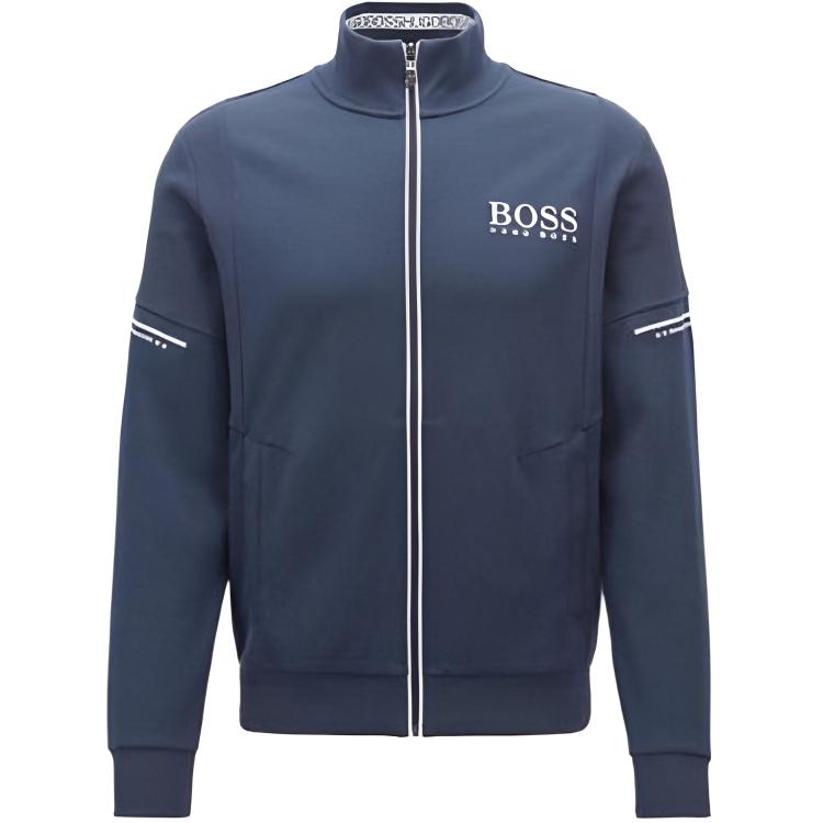 HUGO BOSS Slim Fit Letter Print Stand-Collar Jacket Long Sleeve SKAZ-50387136-410