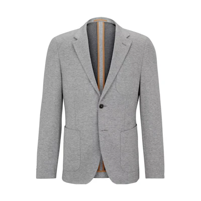 HUGO BOSS Slim Fit Light Gray Textured Long Sleeve Jacket for Men 50499668-041