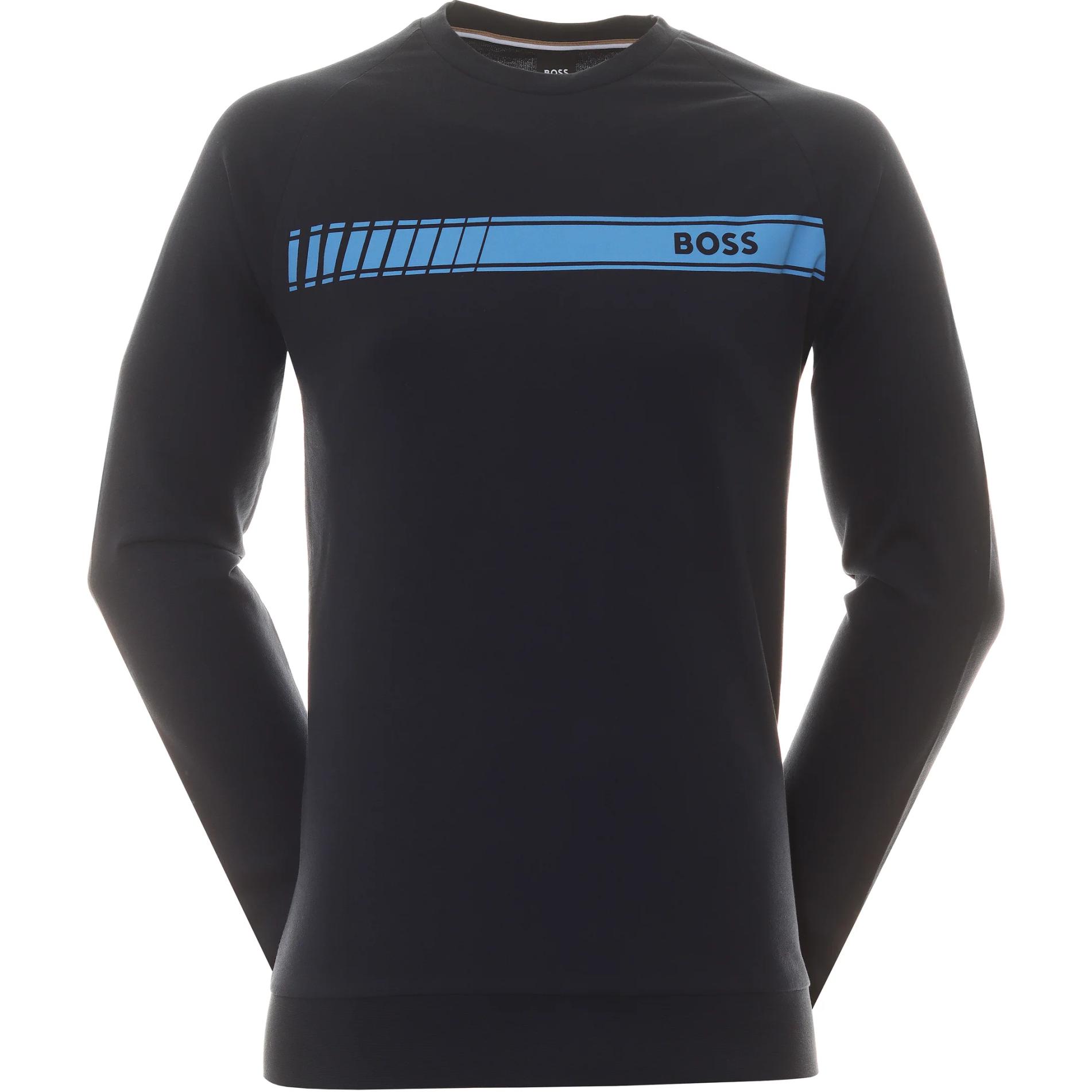HUGO BOSS Slim Fit Logo Print Crewneck Sweatshirt - Navy Blue 50496772-403
