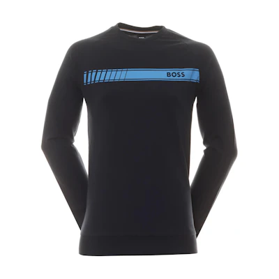 HUGO BOSS Slim Fit Logo Print Crewneck Sweatshirt - Navy Blue 50496772-403