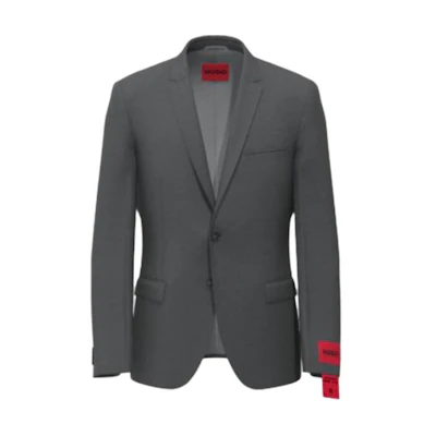 HUGO BOSS Slim Fit Long Sleeve Jacket for Men in Gray Solid Design 50446523-028