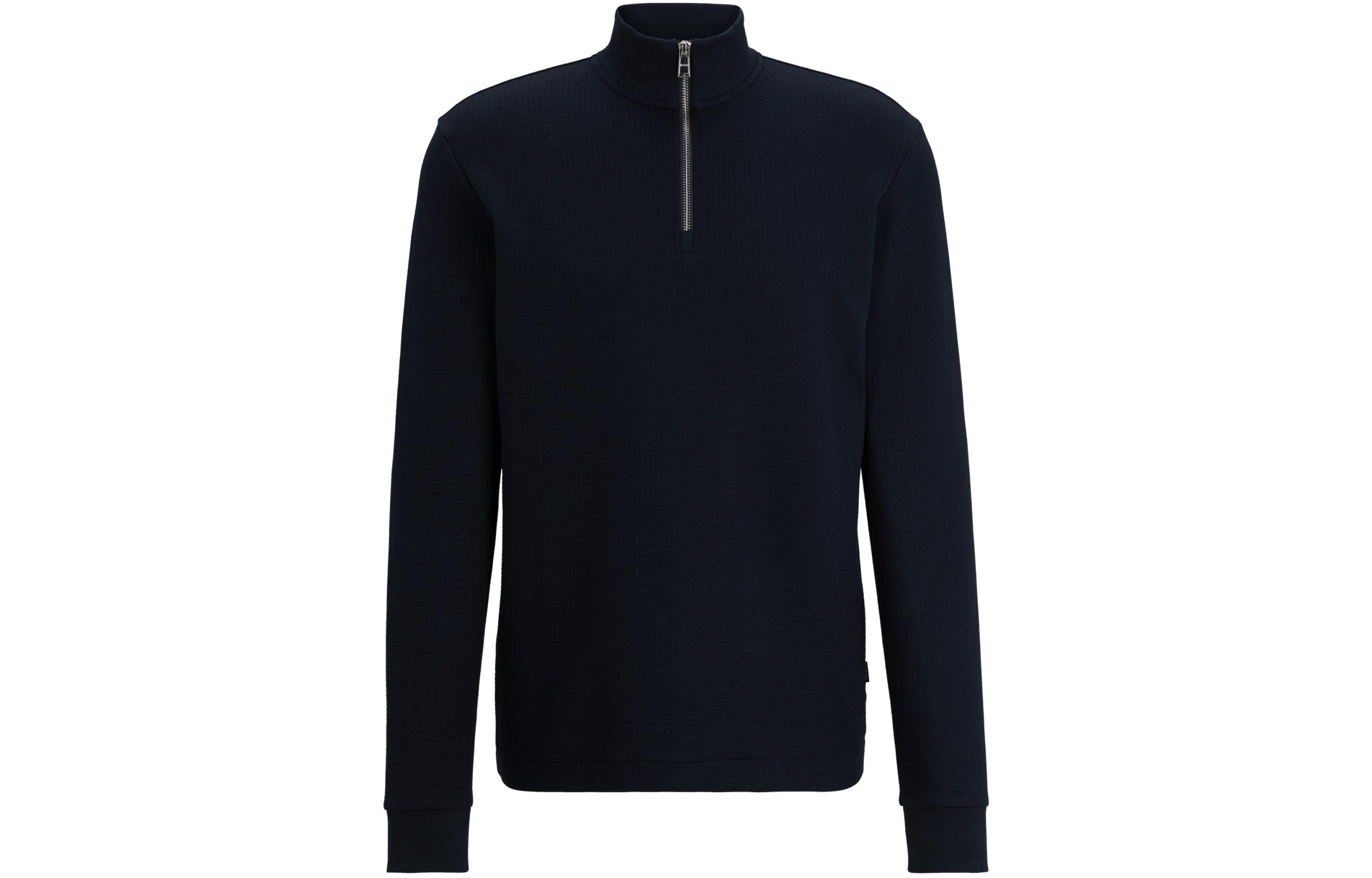 HUGO BOSS Slim Fit Long Sleeve Zip Polo Shirt Navy Blue 50507989404