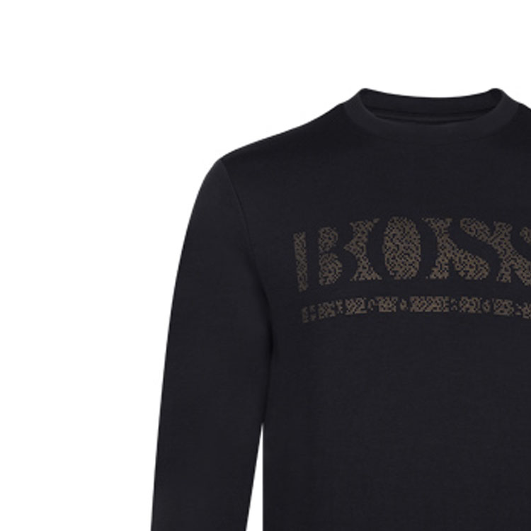 Sizing HUGO BOSS Baju Slim Fit Logo Mosaic FW21 Hitam 50456419-001