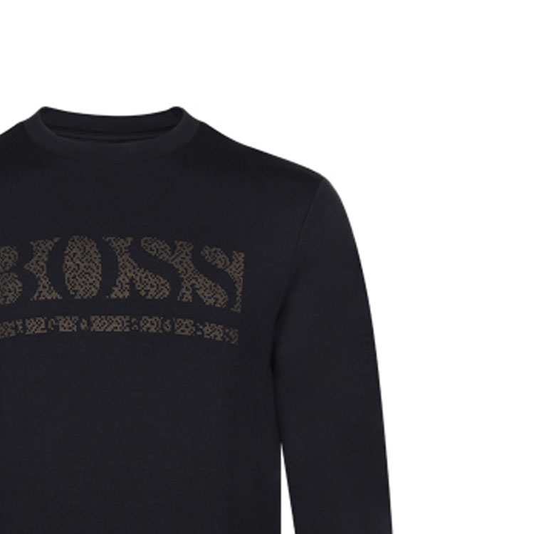Cheap HUGO BOSS Baju Slim Fit Logo Mosaic FW21 Hitam 50456419-001