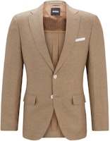 HUGO BOSS Slim Fit Patterned Wool Linen Blazer for Men in Light Brown 50514594-260 HUGO BOSS Slim Fit Patterned Wool Linen Blazer for Men in Light Brown 50514594-260