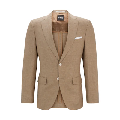 HUGO BOSS Slim Fit Patterned Wool Linen Blazer for Men in Light Brown 50514594-260
