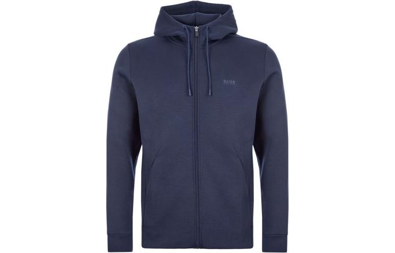 HUGO BOSS Slim Fit Solid Blue Hoodie Cardigan Long Sleeve Sweatshirt 50410339-410