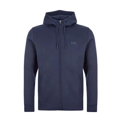 HUGO BOSS Slim Fit Solid Blue Hoodie Cardigan Long Sleeve Sweatshirt 50410339-410