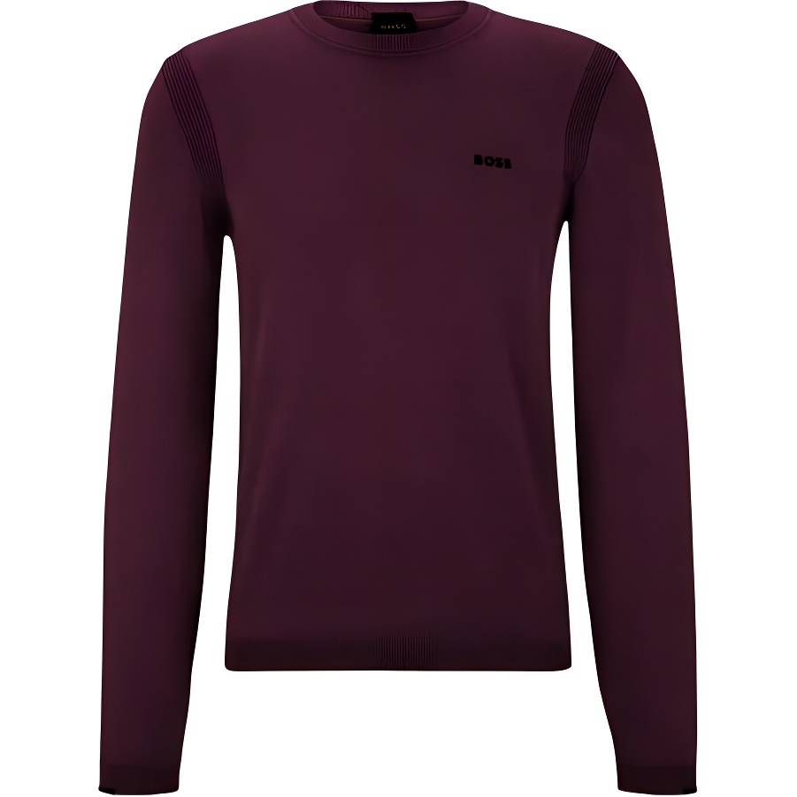 HUGO BOSS Slim Fit Solid Crewneck Sweatshirt in Maroon 50498539-697