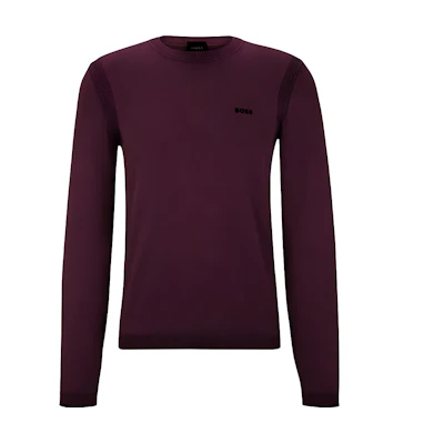 HUGO BOSS Slim Fit Solid Crewneck Sweatshirt in Maroon 50498539-697