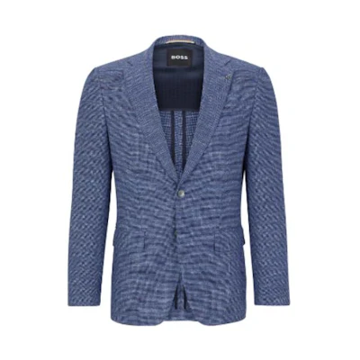 HUGO BOSS Slim Fit V-Neck Casual Jacket in Light Blue 50500243-475