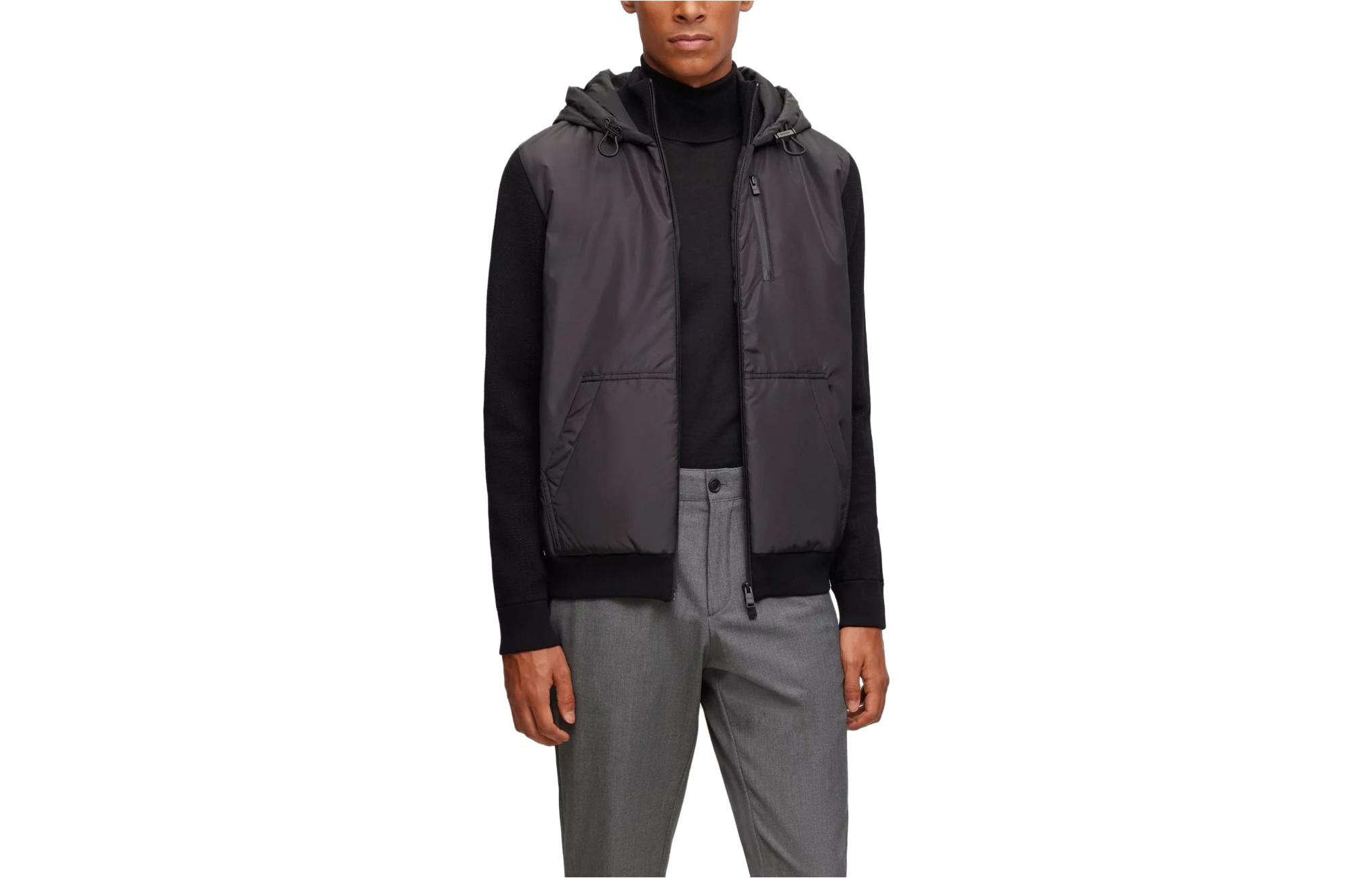 HUGO BOSS Slim Fit Zip-Up Hoodie Jacket in Black 50496929-001