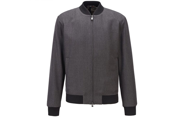 HUGO BOSS Slim Fit Zip Bomber Jacket in Grey 50450615-030