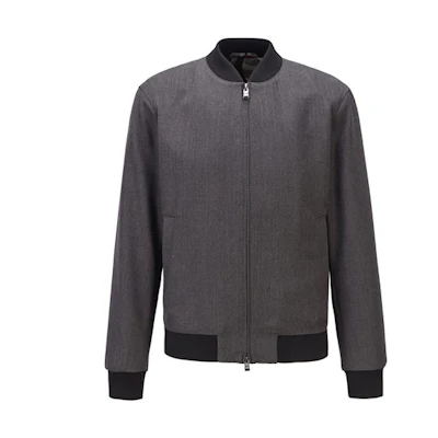 HUGO BOSS Slim Fit Zip Bomber Jacket in Grey 50450615-030