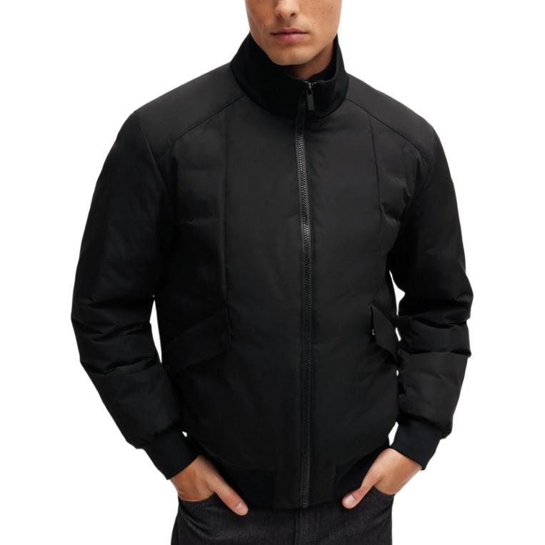 Shop HUGO BOSS 黑色高領拉鍊長袖外套 50519279-001