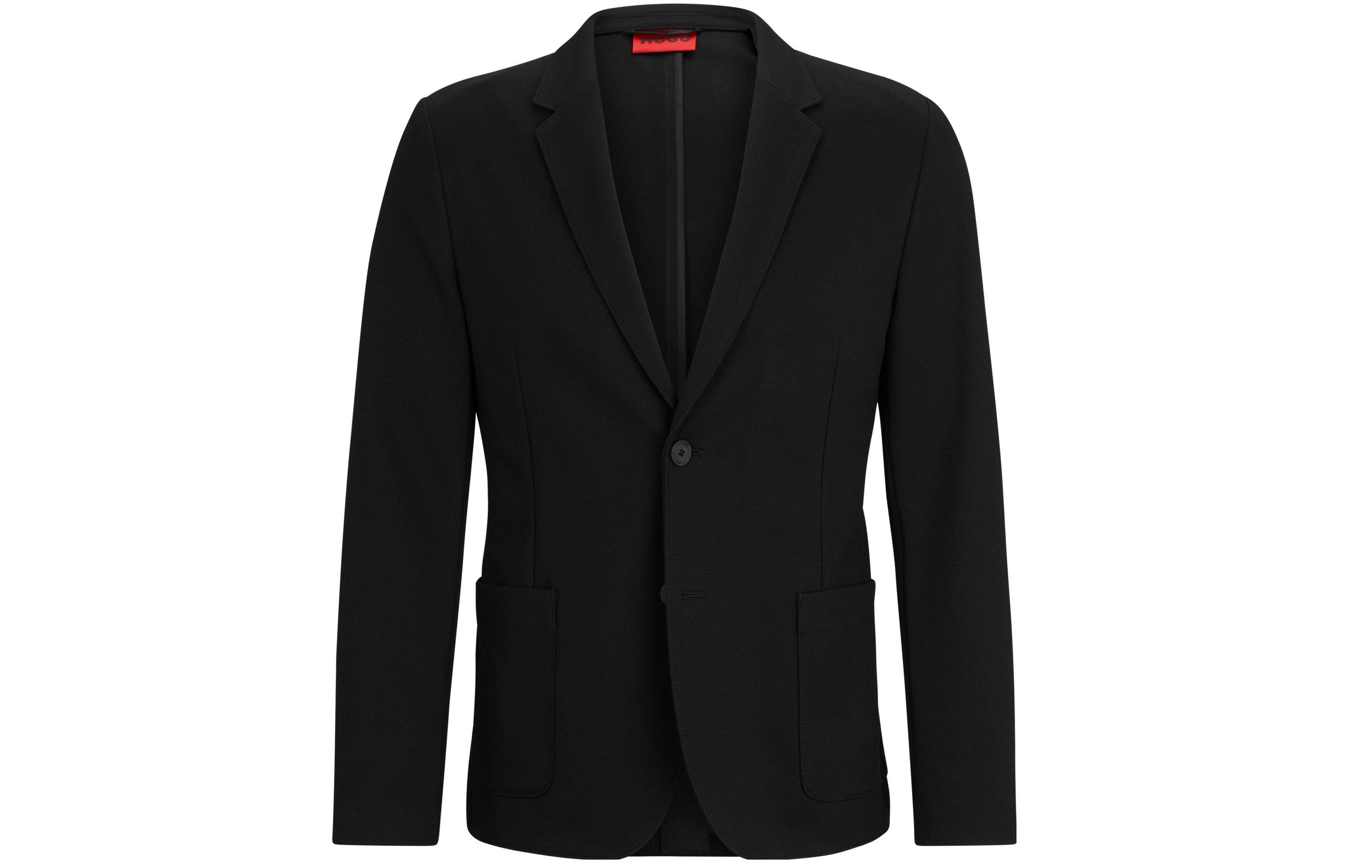 HUGO BOSS Solid Black Long-Sleeve Collar Jacket 50497109-001