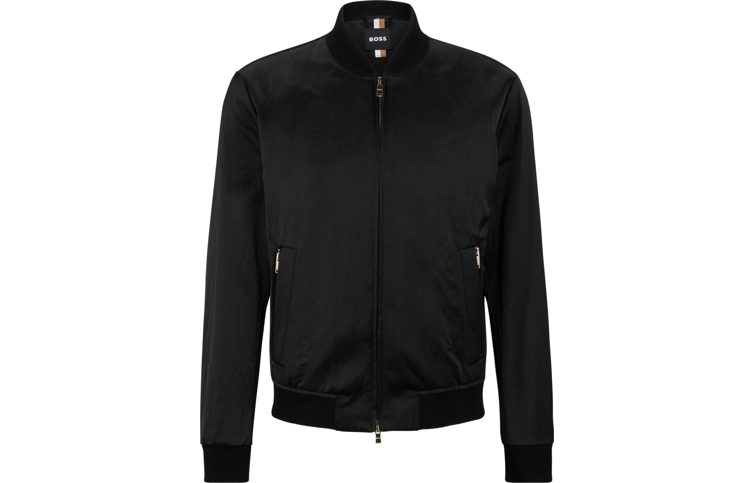 HUGO BOSS Solid Black Zip-Up Long Sleeve Jacket 50484727-001