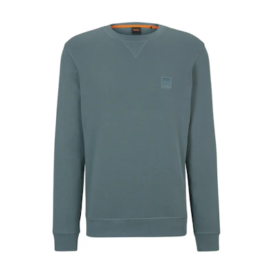 HUGO BOSS Solid Blue-Grey Loose Fit Crewneck Sweatshirt 50468443-375