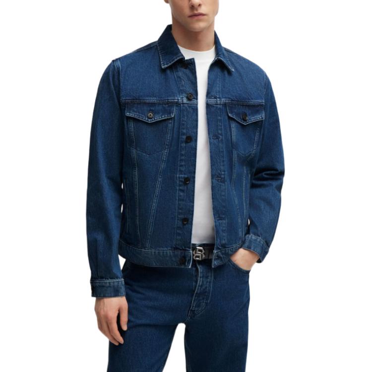 Shop 雨果博斯 纯蓝色牛仔夹克 休闲长袖扣扣衬外套 50520588-425