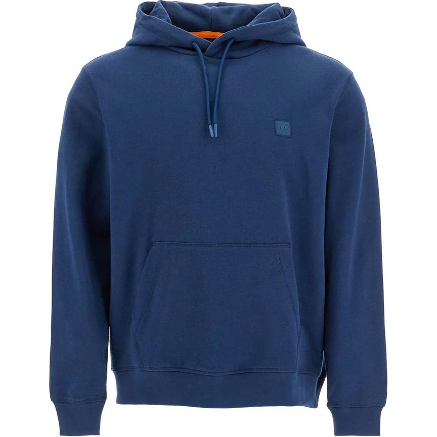HUGO BOSS Solid Blue Pullover Hoodie Sweatshirt 50509314-464