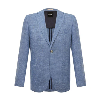 HUGO BOSS Solid Blue Single-Breasted Blazer Jacket with Pockets 50509522-432
