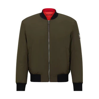 HUGO BOSS Solid Bomber Jacket in Dark Green 50474658-303