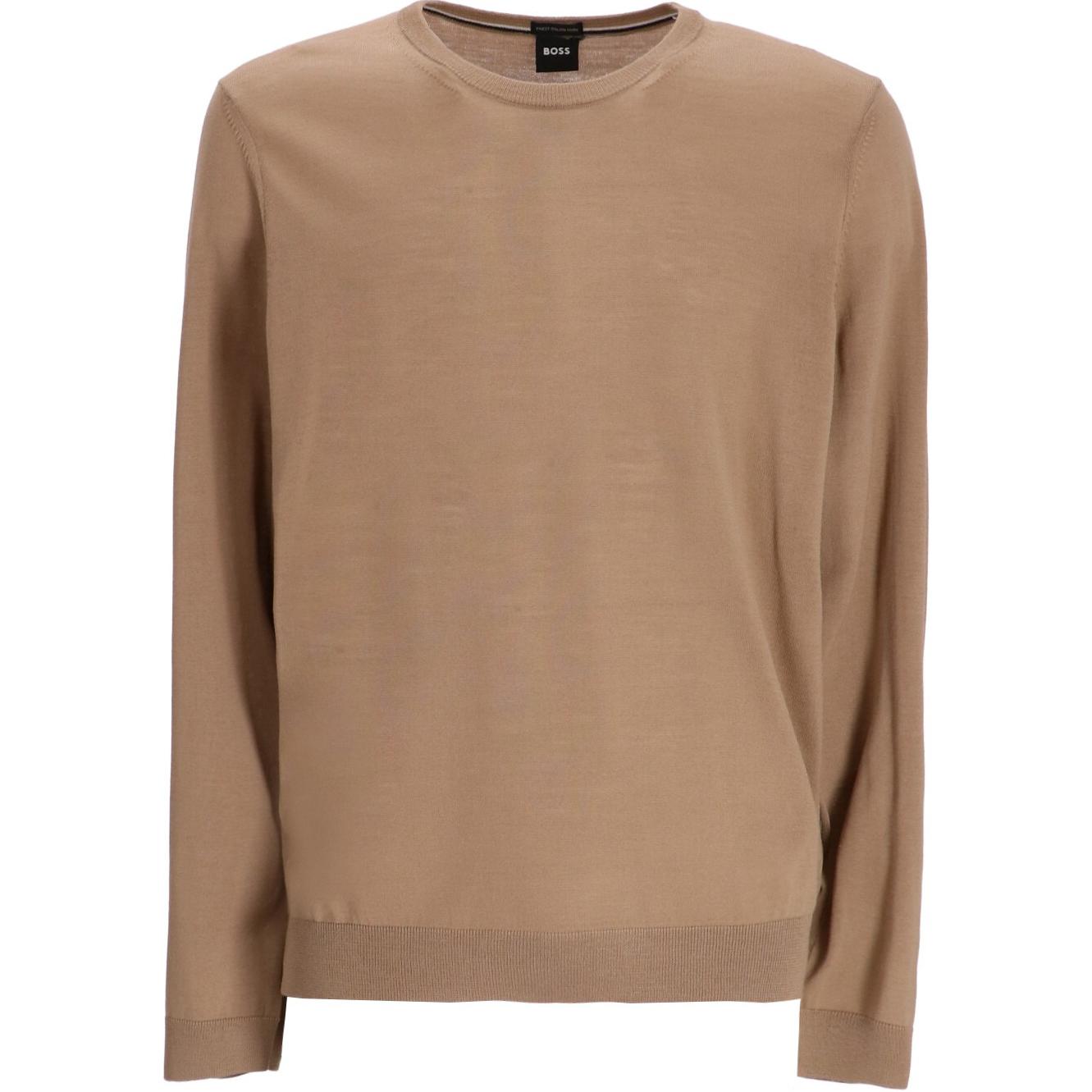 HUGO BOSS Solid Brown Slim-Fit Crewneck Long-Sleeve Sweatshirt 50468239-282