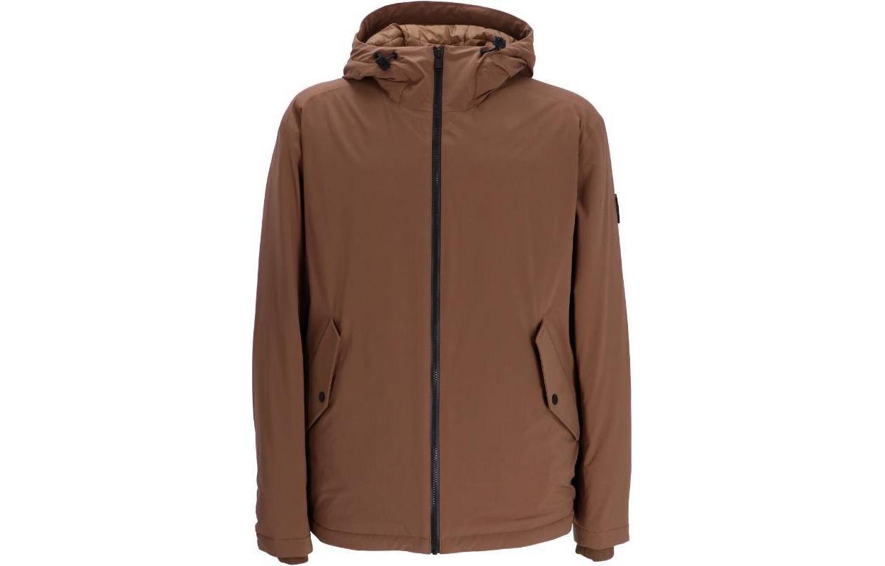 HUGO BOSS Solid Brown Zip-Up Slim-Fit Hoodie Jacket 50505089-249
