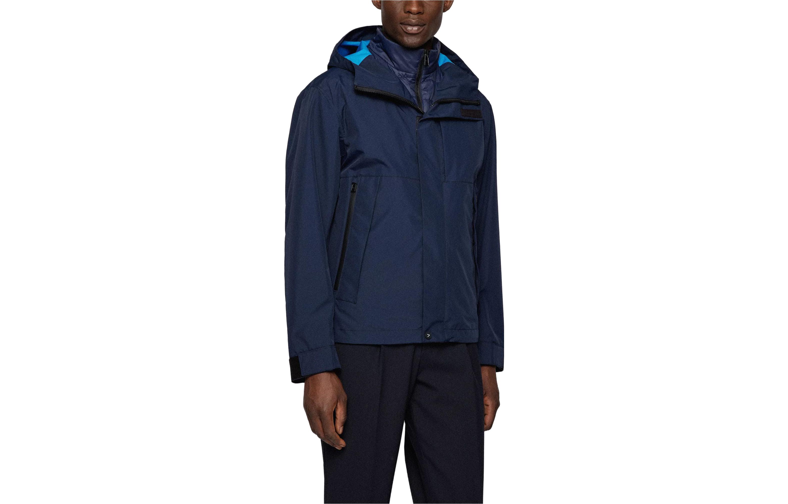 HUGO BOSS Solid Color Blue Hooded Long Sleeve Jacket 50471855-404