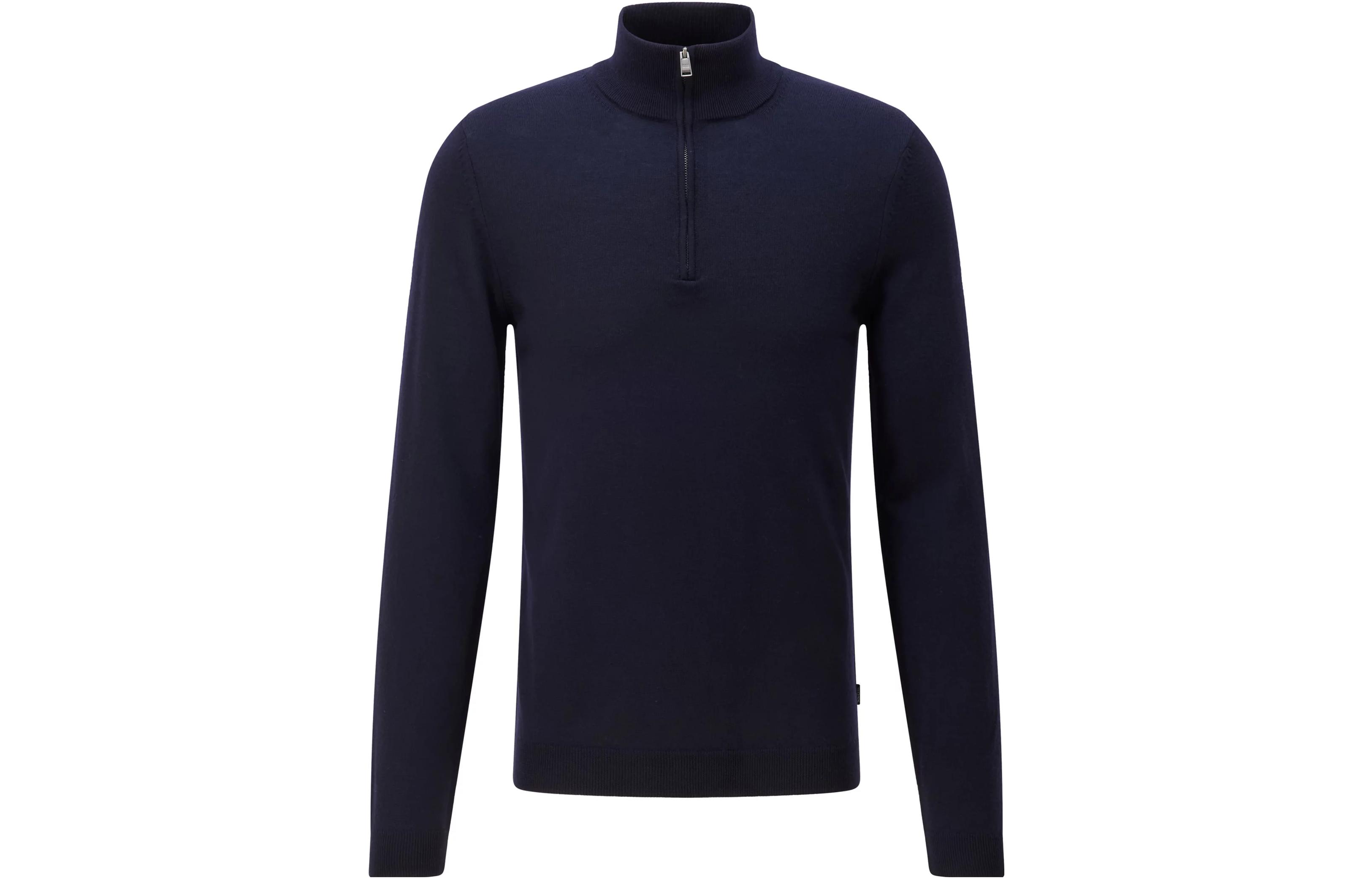 Order HUGO BOSS Solid Color Casual Stand Collar Long Sleeve Knit Shirt Men 50298544-001