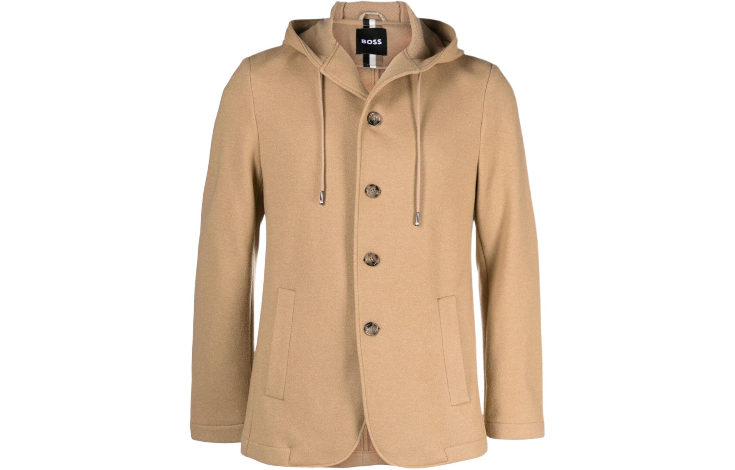 HUGO BOSS Solid Color Hooded Long Sleeve Jacket Men’s Light Brown 50502529-260