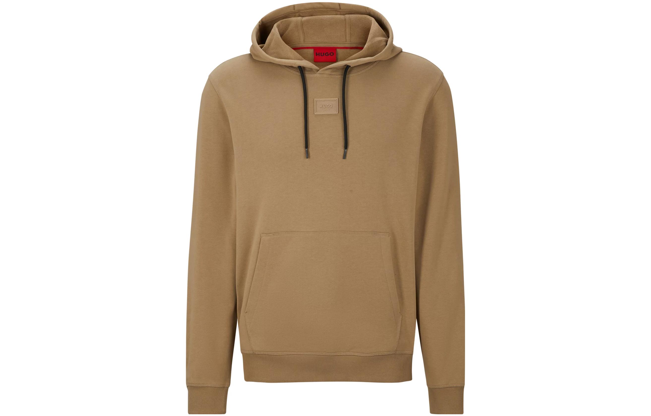 HUGO BOSS Solid Color Hoodie Brown Long Sleeve Sweatshirt 50495618-242