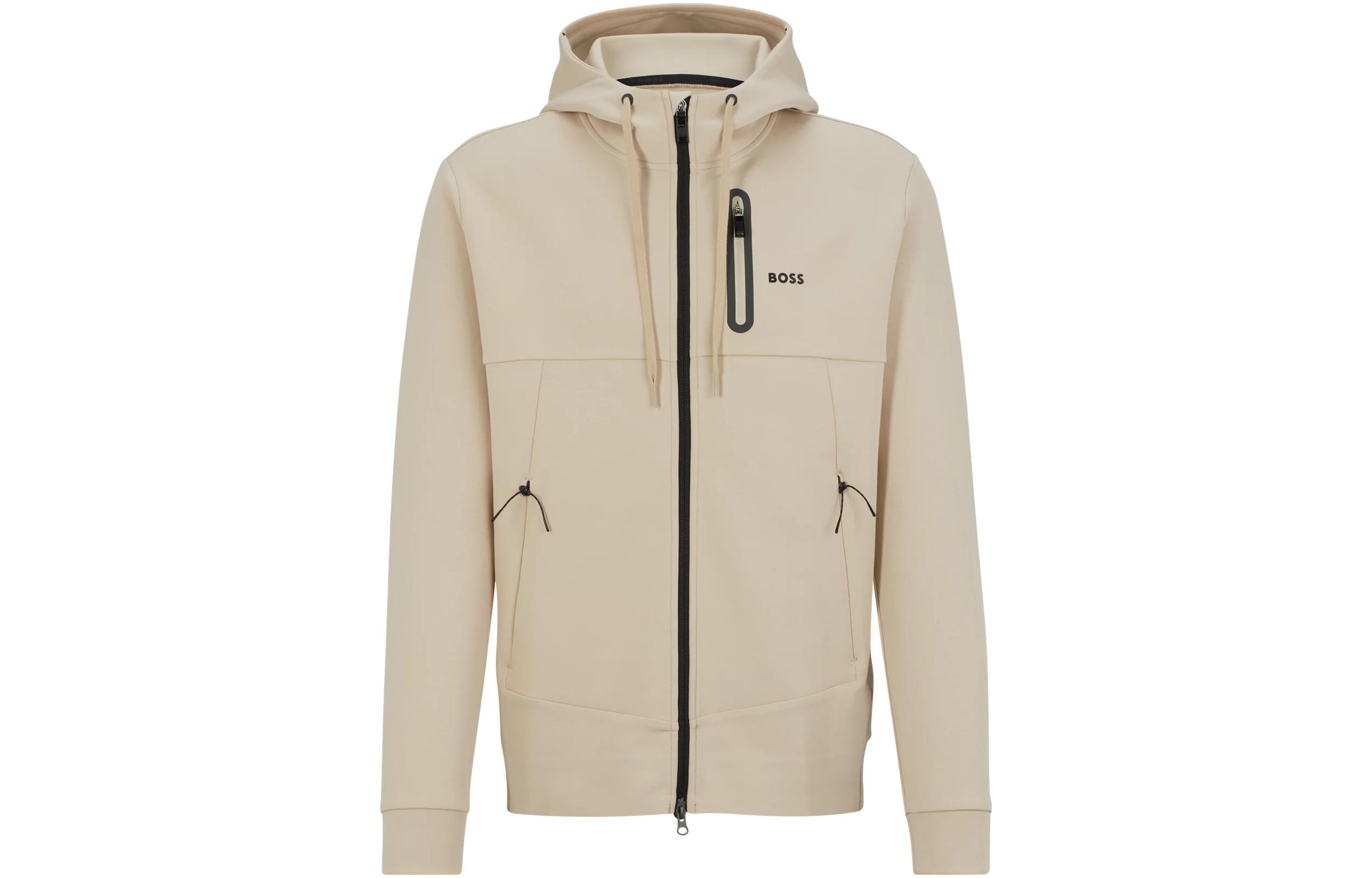 HUGO BOSS Solid Color Loose Fit Hoodie Light Beige 50493468-269