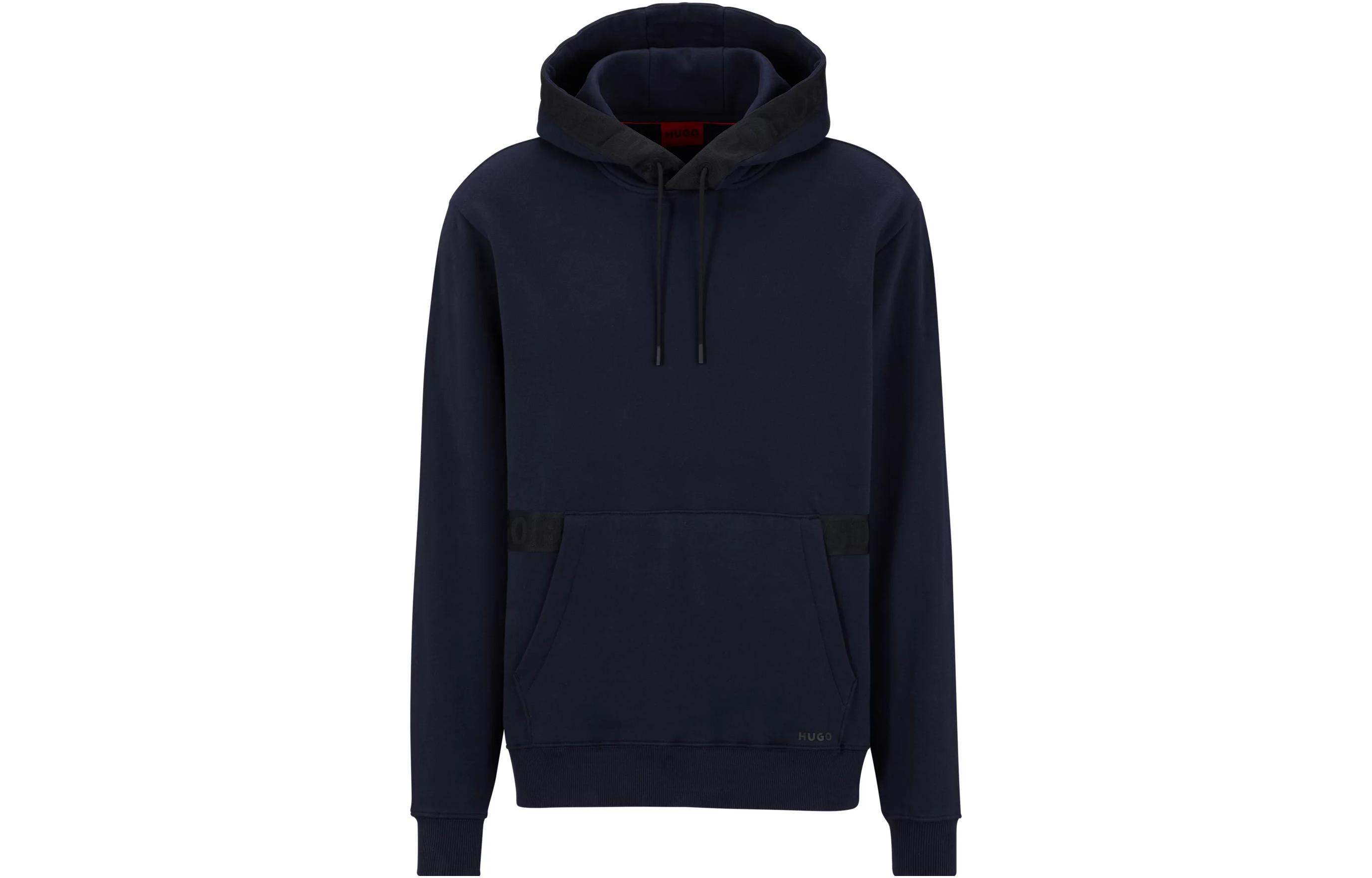 HUGO BOSS Solid Color Loose Fit Hoodie Long Sleeve - Deep Blue 50475337-405