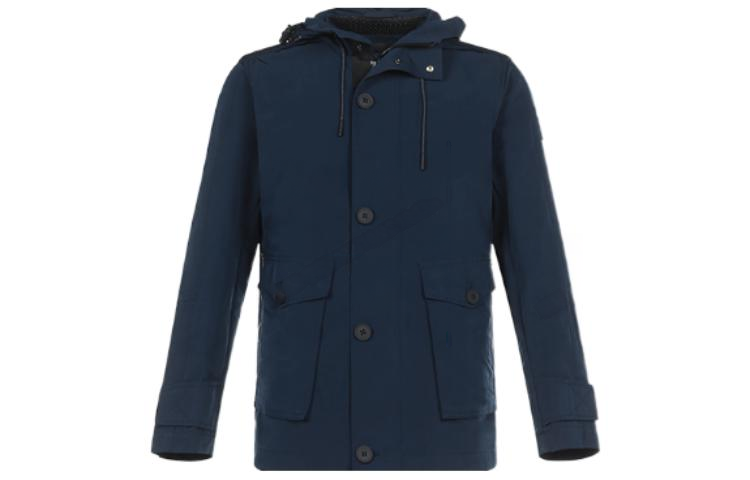 HUGO BOSS Solid Color Polyester Hooded Jacket Dark Blue 50430176-404