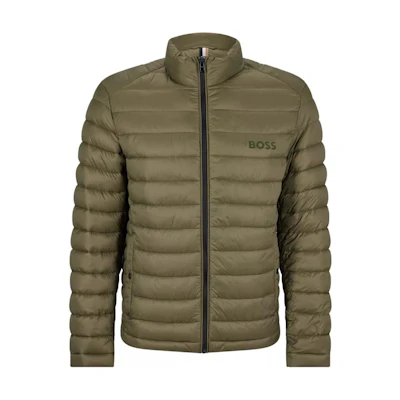 HUGO BOSS Solid Color Stand Collar Zip Jacket Green Long Sleeve 50481548-102
